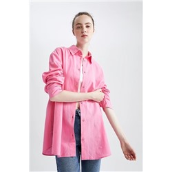 Defacto Oversize Fit Keten Karışımlı Uzun Kollu Gömlek Y9295AZ22HS