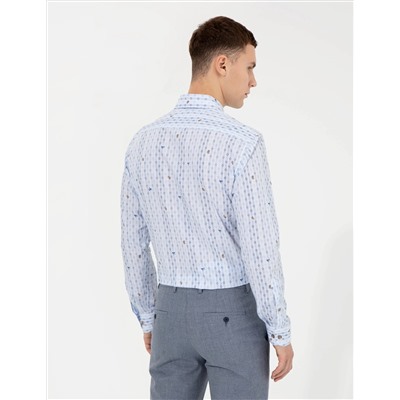 Mavi Slim Fit Uzun Kollu Gömlek