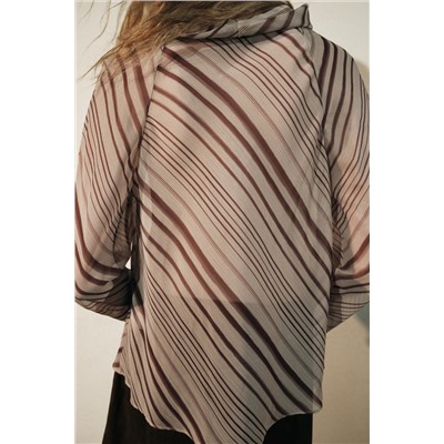 STRIPED DRAPED BLOUSE - ZW COLLECTION