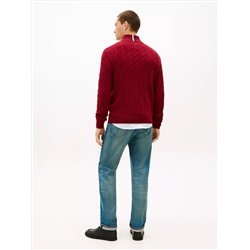 Cable Knit Mockneck Quarter-Zip Sweater