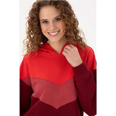 Kadın Bordo Kapüşonlu Sweatshirt