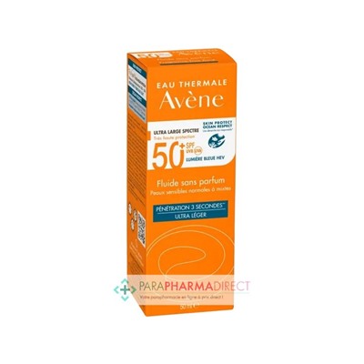 Avène Solaire SPF50+ Fluide Sans Parfum Ultra Léger Très Haute Protection 50ml