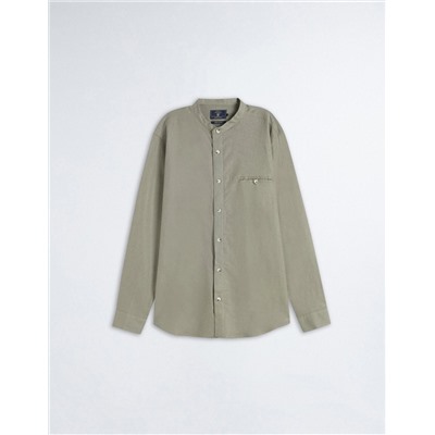 Linen Blend Shirt, Men, Dark Green