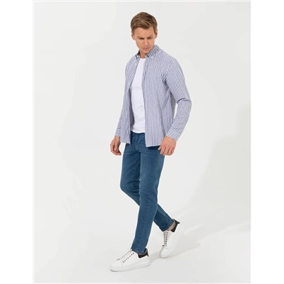 Lacivert Regular Fit Uzun Kollu Gömlek