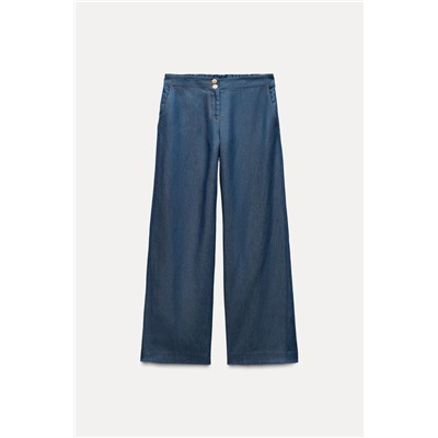 DENIM-EFFECT WIDE-LEG TROUSERS