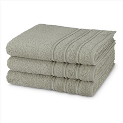 3er-Set Handtücher Comfort Basic - 100% Baumwolle - 520g g/m² - grüngrau - 50 x 100 cm
