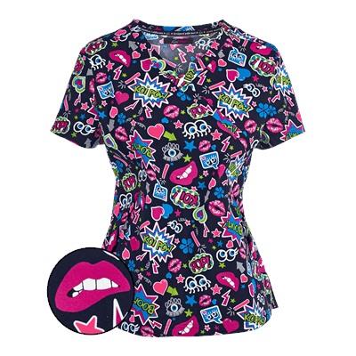koi Lite™ Scrubs Koi Pow Print Top