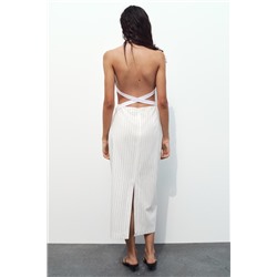 HALTER GABARDINE MIDI DRESS