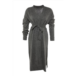 Antrasit Oversize/Bol Kesim Triko Hırka TBBAW23AV00017