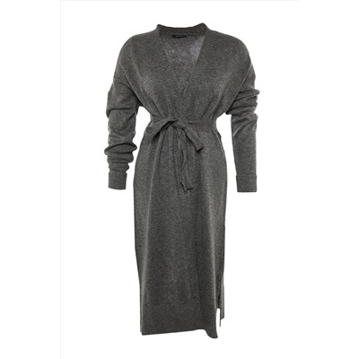 Antrasit Oversize/Bol Kesim Triko Hırka TBBAW23AV00017