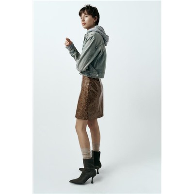 SNAKESKIN PRINT LEATHER EFFECT SKIRT