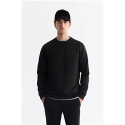 Avva, Erkek Siyah Bisiklet Yaka Baskılı Sweatshirt A42Y1335