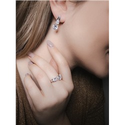 Серьги из серебра с фианитами родированные 925 пробы с-7214р200