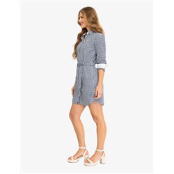 LONG SLEEVE GINGHAM SHIRT DRESS