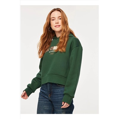 Lee Cooper Kapüşon Yaka Zümrüt Yeşili Kadın Sweatshırt 241 LCF 241008 ZAYE ZUMRUT YESILI 5003069049