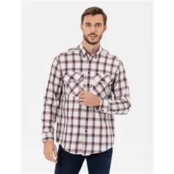 Bordo Comfort Fit Uzun Kollu Gömlek