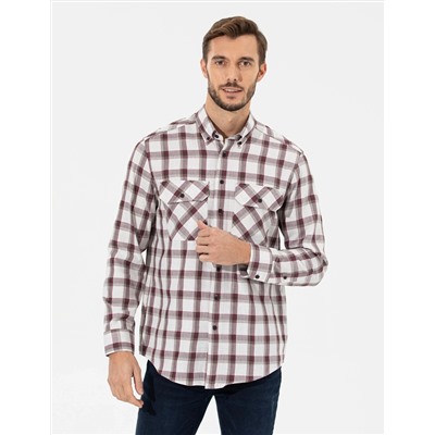 Bordo Comfort Fit Uzun Kollu Gömlek