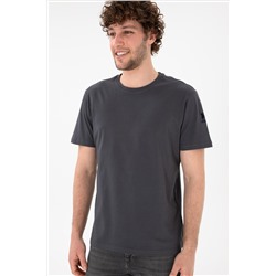 Erkek Regular Fit Bisiklet Yaka Antrasit Basic Tişört
