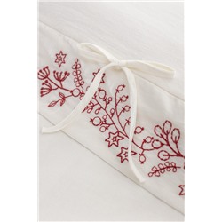 Relief King Size %100 Pamuk Bağlamalı Nevresim Takımı - Ekru/Kırmızı