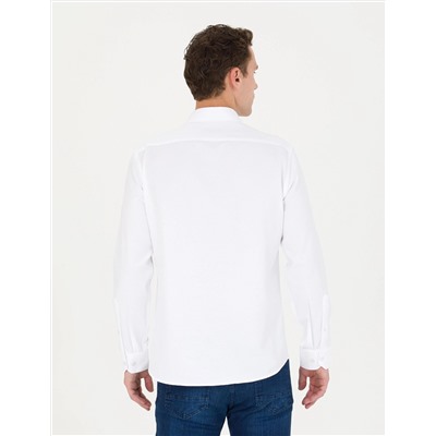 Beyaz Slim Fit Uzun Kollu Gömlek
