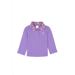 Kız Çocuk Lila Basic Polo Yaka Sweatshirt