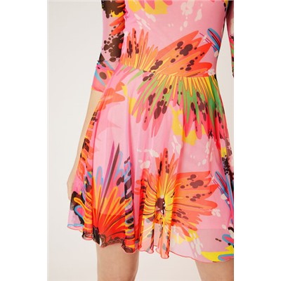 Vestido corto manga 3/4