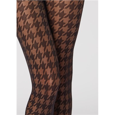 Transparente Strumpfhose 30 Denier mit Hahnentrittmuster