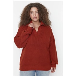 Trendyol Curve Kiremit Triko Kazak TBBAW23AN00081