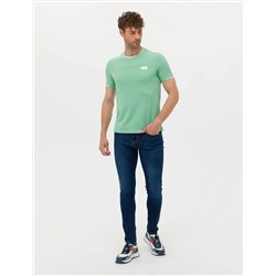 Açık Yeşil Slim Fit Bisiklet Yaka Tişört