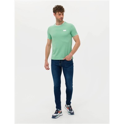 Açık Yeşil Slim Fit Bisiklet Yaka Tişört