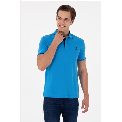 Erkek Slim Fit Polo Yaka Saks Basic Tişört