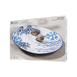 Блюдо, 40х30 см, керамика К, белое, овальное, Синие кораллы, Blue Coral, 63288