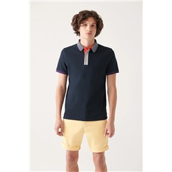 Avva Erkek Lacivert %100 Pamuk Polo Yaka Standart Fit Normal Kesim T-shirt A31y1166 A31Y1166