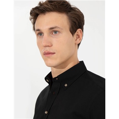 Siyah Regular Fit Uzun Kollu Gömlek