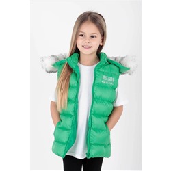 AHENGİM Kız Çocuk Yelek Kız Çocuk Kapüşonlu Şişme Yelek Kürklü Ak215657 1-2-10001100