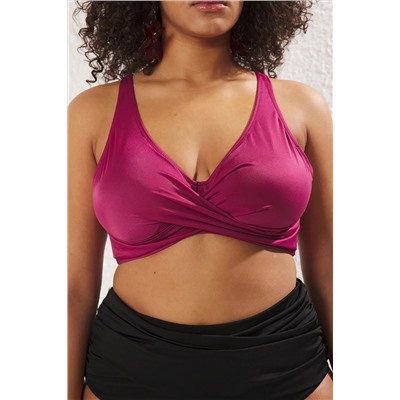 Mor Derin V Büzgülü Büyük Beden Bikini Üstü TBBSS23CT00011