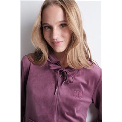 Chaqueta terciopelo cremallera vino