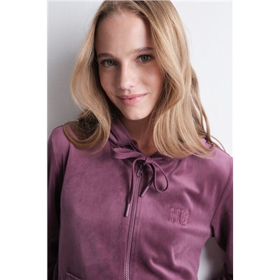 Chaqueta terciopelo cremallera vino