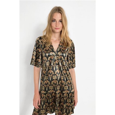 Vestido estampado floral dorado