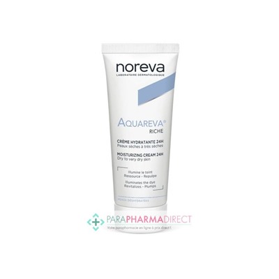 Noreva Aquareva Riche Crème Hydratante 24h Peaux Déshydratées 40ml