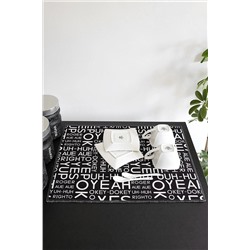 HAMUR Baskılı Bulaşık Kurutma Matı 46x36 Cm Kurulama Bezi Örtüsü Mf-064 Siyah E50MF0650064HM