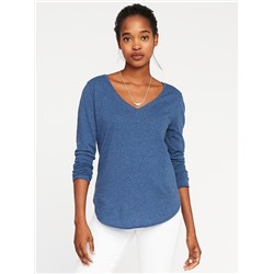 EveryWear Curved-Hem V-Neck Tee for Women