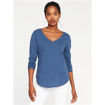 EveryWear Curved-Hem V-Neck Tee for Women