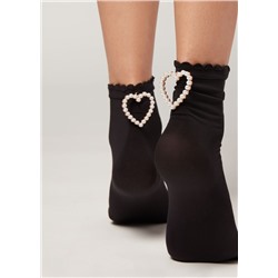 Damensocken aus Mikrofaser mit edler Applikation