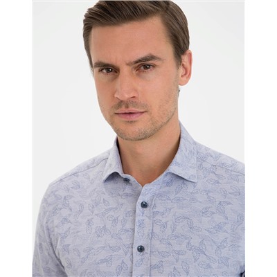 Lacivert Slim Fit Uzun Kollu Gömlek