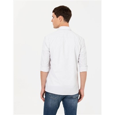 Açık Gri Slim Fit Uzun Kollu Gömlek