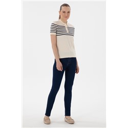 Kadın Koyu Mavi Toothpick Fit Jean Pantolon
