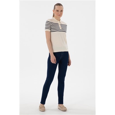 Kadın Koyu Mavi Toothpick Fit Jean Pantolon