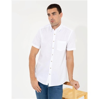 Beyaz Regular Fit Kısa Kollu Gömlek