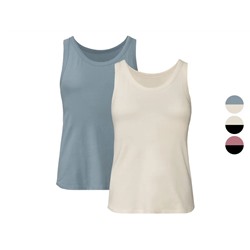esmara® Damen Tops, 2 Stück, aus Stretchjersey